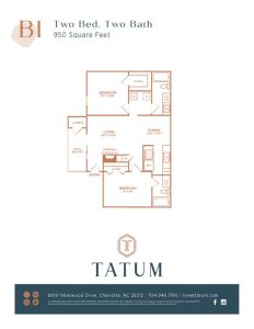 The Tatum Floor Plan 2 Bed 2 Bth 2 Bed 2 Bath 950 sqft